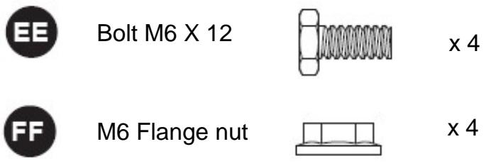EE Bolt M6 X 12 x 4 FF M6 Flange nut x 4