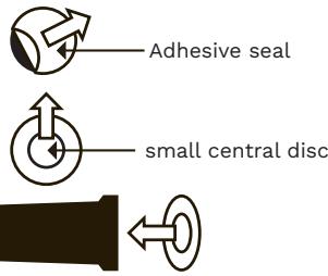 Adhesive seal small central disc