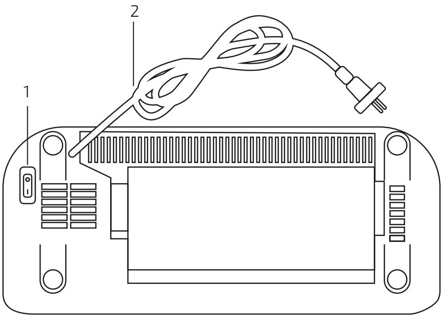 Technical diagram of a device with labeled parts, showing a connector and internal structure with numbered annotations.