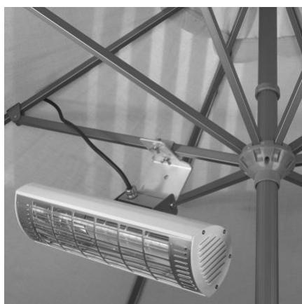 Close-up of a mounted air conditioner unit mounted on a metal frame structure (no text or symbols visible)