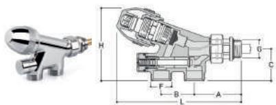 Technical diagram of a mechanical clamp or connector with labeled dimensions and component views