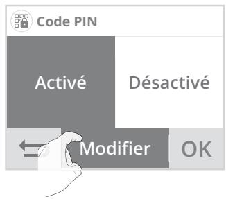 Code PIN Activé Désactivé Modifier OK