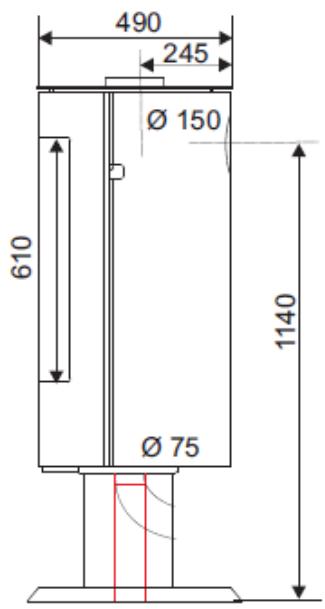 490 245 Ø 150 610 Ø 75 1140