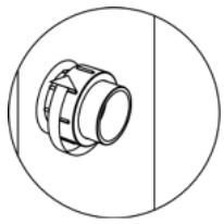 Technical line drawing of a mechanical component inside a circular frame (no text or symbols)