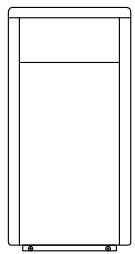 Simple line drawing of a rectangular cabinet or enclosure with no text, numbers, or symbols
