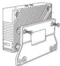 Technical line drawing of a heat exchanger or cooling unit with mounting brackets and cooling fins (no text or symbols)