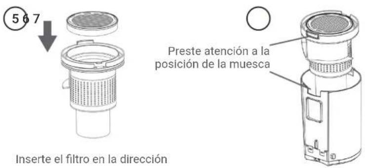 567 Inserte el filtro en la dirección Preste atención a la posición de la muesca