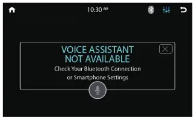 VOICE ASSISTANT NOT AVAILABLE Check Your Bluetooth Connection or Smartphone Settings