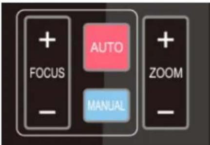 + FOCUS - AUTO MANUAL + ZOOM -