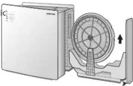Diagram of a mechanical device with a circular component and directional arrow, no visible text or symbols