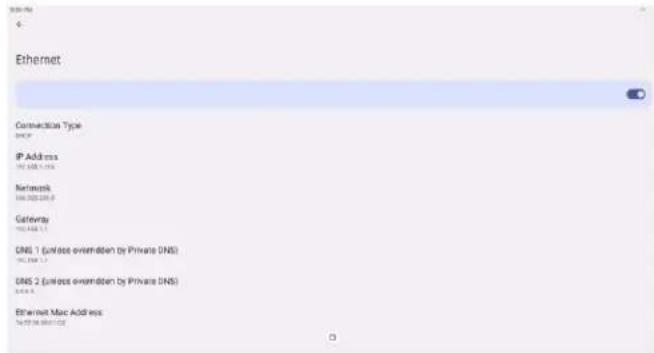 Ethernet Connection Type IP Address Network Gateway DNS 1 (unless overnight by Private DNS) DNS 2 (unless overnight by Private DNS) Ethernet Mac Address © 2018.06.01/02