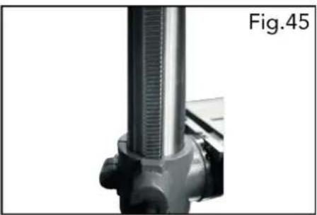 Close-up of a mechanical component with a cylindrical shaft and flange, labeled Fig.45 (no text or symbols on the object itself)