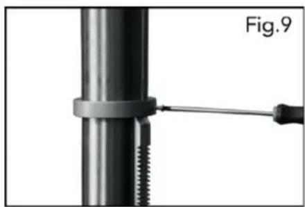 Close-up of a mechanical component with a tool inserted, labeled Fig.9 (no text or symbols on the object itself)