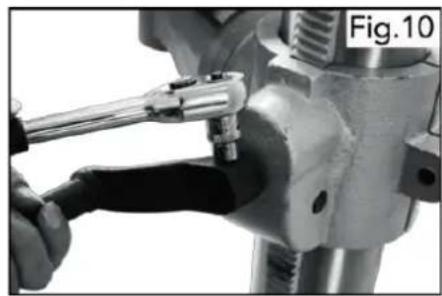 Close-up of a hand using a tool to adjust or install a mechanical component, labeled 'Fig.10' (no other text or symbols visible)