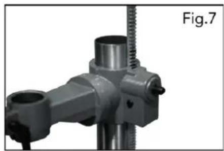 Mechanical assembly component labeled Fig.7, showing a threaded rod and cylindrical shaft (no text or symbols on the mechanical body itself)
