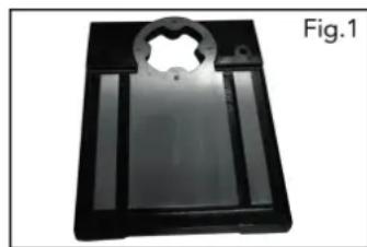 Black rectangular object with a scalloped top and rectangular cutouts, labeled Fig.1 (no text or symbols on the object itself)