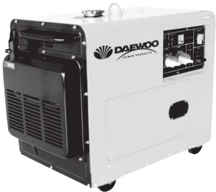 White power product device with black ventilation cover and 'DAEWOO POWER PRODUCTS' logo, no visible text or symbols on body