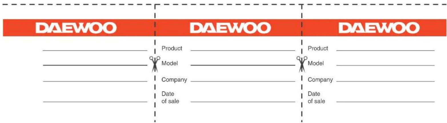 DAEWOO DAEWOO DAEWOO Product Model Company Date of sale Product Model Company Date of sale