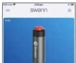 Product photo of a Swann brand flash unit against a blue background (no visible text or symbols on the device itself)
