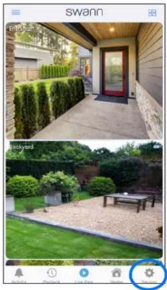 Two outdoor photos: top shows a modern building with green hedges and a red door; bottom shows a garden with stone pavement and a table under a coffee table (no text or symbols visible)