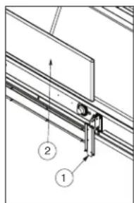 Technical diagram showing a mechanical assembly with labeled components 1 and 2, likely for engineering or manufacturing documentation.