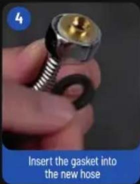 Insert the gasket into the new hose