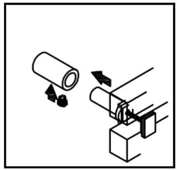 Diagram showing two mechanical components with arrows indicating assembly or movement (no text or symbols)