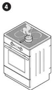 Line drawing of a kitchen oven with a stove on top (no text or symbols)