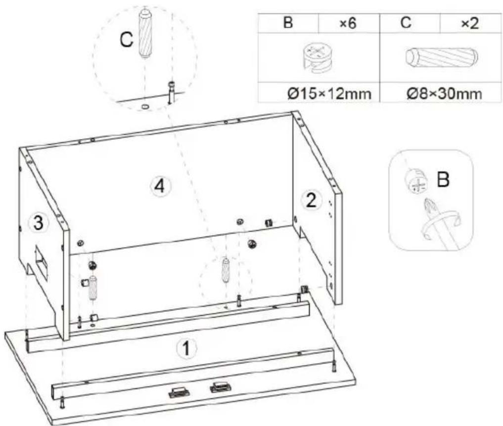B ×6 C ×2 Ø15×12mm Ø8×30mm ① ② ③ ④ C