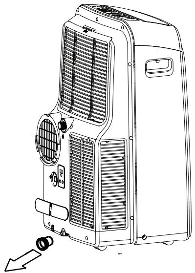 Line drawing of an air conditioning unit with ventilation grilles and cooling fans (no text or symbols)