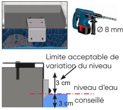 Ø 8 mm Limite acceptable de variation du niveau 3 cm niveau d'eau 3 cm conseillé