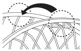 Diagram showing curved and straight lines intersecting over a grid, with an arrow indicating direction (no text or symbols)