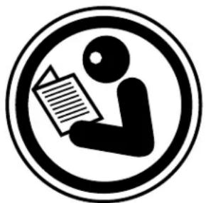 Symbolic icon of a person reading a document inside a circle (no text or symbols)