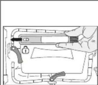 Diagram of a hand holding a device inside a device casing, with no visible text or symbols