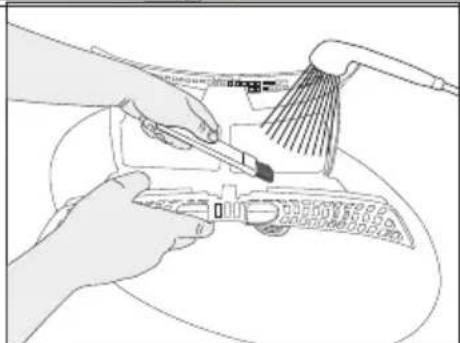 Line drawing of hands using a power tool to adjust or install a component, with no visible text or symbols.