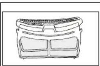Line drawing of a container with two compartments and a top lid (no text or symbols)