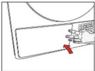 Illustration of a hand pressing down on a computer monitor with a red arrow pointing to the screen (no text or symbols present)