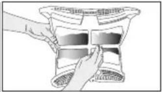 Illustration of hands holding a rectangular object with a grid pattern, no text or symbols present