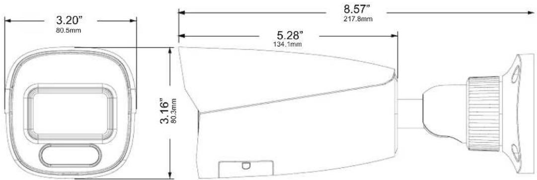 3.20" 80.5mm 3.16" 80.3mm 8.57" 217.8mm 5.28" 134.1mm