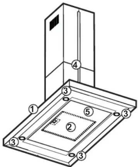 Technical diagram of a mechanical assembly with numbered components, likely illustrating a mounting or mounting mechanism.