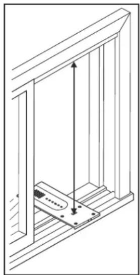 Technical line drawing of a structural frame with vertical supports and a central support beam (no text or symbols)