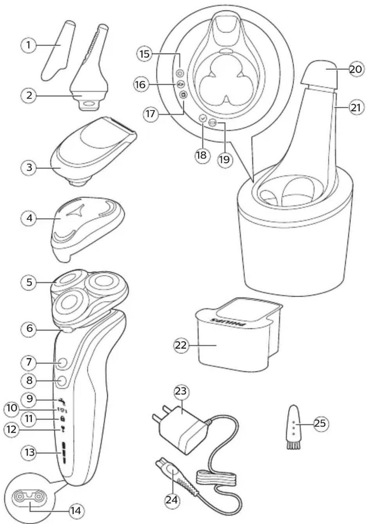 PHILIPS Series 5000 S5941 - 洗浄充電器の洗浄ON/OFFタッチボタンを押しても作動しない - 1