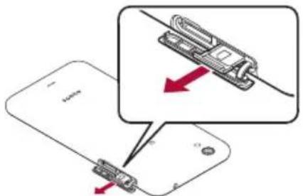 Diagram showing a device being inserted into a smartphone, with a magnified view highlighting the cable assembly.