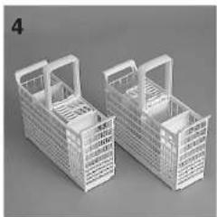 3D rendering of two white plastic baskets with handles, no text or symbols visible
