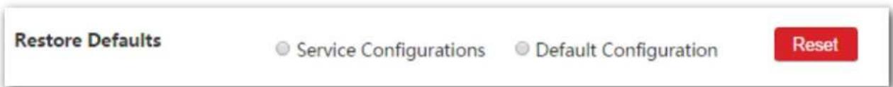 Restore Defaults Service Configurations Default Configuration Reset