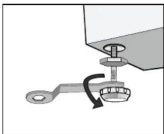 Mechanical assembly diagram showing a wrench and nut assembly (no text or symbols)