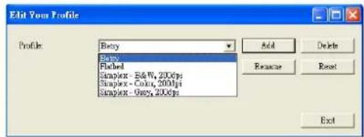 Edit Your Profile Profile: Betsy Betsy Flahed Simplex - E&W, 200fps Simplex - Colo, 200fps Simplex - Geo, 200fps Add Delete Rename Reset Exit