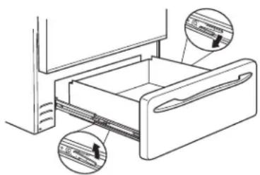 Line drawing of a drawer with two inset views showing internal structure (no text or symbols)