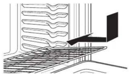 Technical line drawing of a mechanical component with layered structure and a black arrow pointing to a section (no text or symbols)