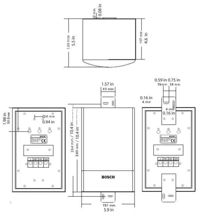 1.39 mm 5.5 in 0.08 in 117 mm 4.6 in 1.57 in 40 mm 24 mm 0.94 in 264 mm / 10.4 in 240 mm / 10.4 in 1.98 in 50.5 mm BOSCH BOSCH 151 mm 5.9 in 0.59 in 0.75 in 15 mm 19 mm 0.16 in 4 mm 0.16 in